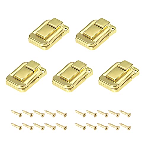 METALLIXITY Toggle Fang Schloss (40mm x 27mm) 5Stk Eisen-Haspenschlösser - für Schränke Boxen Koffer Gold Ton von METALLIXITY