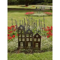 3Er Set Häuser | Häuser Eckig Gartenstecker Beetstecker Stele - Einfach Ins Beet Stecken von METALLKUNSTHANDWERK