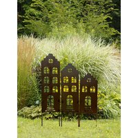 3Er Set Häuser | Häuser Rund Gartenstecker Beetstecker Stele - Einfach Ins Beet Stecken von METALLKUNSTHANDWERK