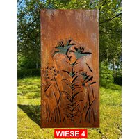Hingucker Stelen Wiese Neu Motiv 6 Edelrost Hingucker Sichtschutz Gras Mit Rahmen Erdspieße Sehr Stabil Rost Patina von METALLKUNSTHANDWERK