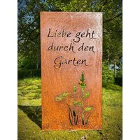 Hingucker Wunderschöne Stele 1Teilig Links Edelrost Hingucker Sichtschutz Liebe Geht Durch Den Garten Sehr Stabil Rost Patina von METALLKUNSTHANDWERK
