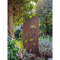Hingucker Wunderschöne Stelen 1Teilig Links Edelrost Hingucker Sichtschutz Pusteblumensamen Mit Rahmen Erdspieße Sehr Stabil Rost Patina von METALLKUNSTHANDWERK
