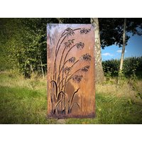 Hingucker Wunderschöner Sichtschutz 1Teilig Edelrost Hingucker Stele Hafer Mit Rahmen Erdspieße Sehr Stabil Rost Patina von METALLKUNSTHANDWERK