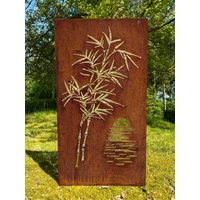 Hingucker Wunderschöner Sichtschutz Bambus Unter Der Sonne Edelrost Hingucker Stele Mit Rahmen Erdspieße Sehr Stabil Rost Patina von METALLKUNSTHANDWERK