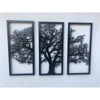 Metall Wand Kunst Dekor 3D Skulptur 3 Stück Eiche Moderne Einrichtung Baum Des Lebens von METALOVELTD