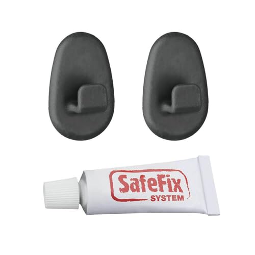 METALTEX ITALIA S.P.A. 2 Stück Safefix Haken Set 2 GANCHOS + PEGAMENTO Origin Lava, Detailed in The Description, schwarz, 4 x 3 x 1,9 cm von Metaltex