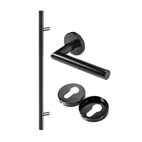 METALUSTIC Stangengriff Stoßgriff Schwarz 600/800 MM, Stangengriff, Türgriff, Stossgriff für Haustür, verschiedene Größe | Griff Edelstahl, Vierkantstift 8x165mm, mattschwarz von METALUSTIC