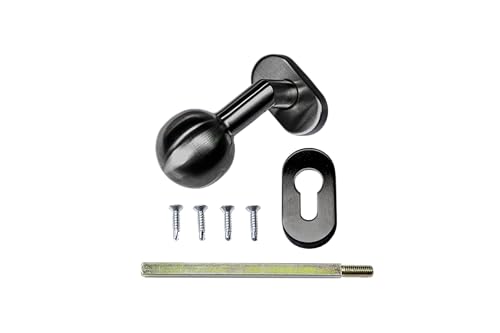 METALUSTIC Türknopf feststehend mattes Schwarz | Knopfdrücker Türknauf Türgriff aus Edelstahl Türknopfgarnitur | 8mm x140mm Schaft, Rosette, 4 Schrauben | Türknauf Silber von METALUSTIC