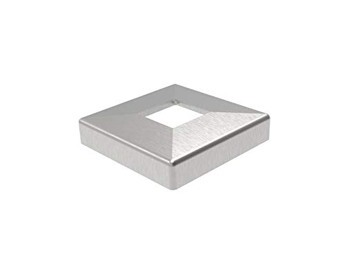 Edelstahl Rosette V2A geschliffen für Rundrohr + Vierkantrohr Pfostenabdeckung Abdeckkappe Rosette passend für Rohr Vierkant 40 x 40 mm von METALXACT