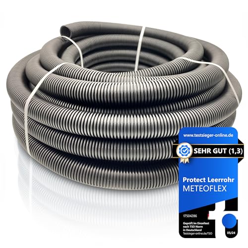 METEOFLEX PROTECT Leerrohr 750N M13 / M16 / M20 / M25 / M32 / M40 / M50 aus HDPE - Wellrohr für Erdreich, Erdverlegung, Außenbereich, Beton - hohe Druck- & Schlagfestigkeit (M16-10m) von METEOFLEX Rohrsysteme