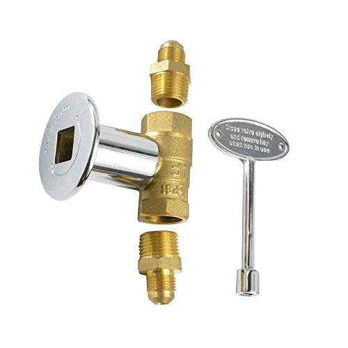 METER STAR 1/2 Zoll gerades Vierteldrehungs-Absperrventil-Kit für NG LP-Gasfeuerstellen mit Chromflansch-Schlüsselventil mit 3/8 "Flare-Adaptern von METER STAR