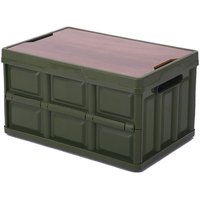 55L zusammenklappbare Camping-Aufbewahrungsbehälter, zusammenklappbare Aufbewahrungsbox aus Kunststoff mit Holzdeckel für Picknick im Freien von METERK