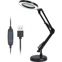 Langarm-Tischleuchte mit 8-facher Lupe 64 LED, schwarz von METERK