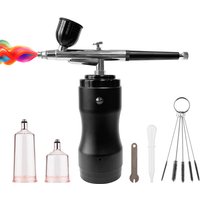 Tragbares Airbrush-Set mit Kompressor, tragbarer kabelloser Airbrush-Stift, Dual-Action, 3-stufig einstellbarer Druck, integrierter Akku zum Malen von METERK