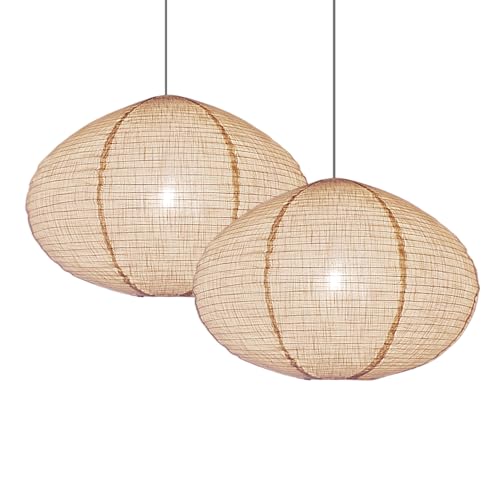 METHEDEECO 2er Set Pendelleuchten aus Leinen 50 cm – Faltbare Handgemachte Stoff-Lampenschirme in Herzform, Beige & Weiß – für Wohnzimmer, Schlafzimmer, Küche & Geschenkidee von METHEDEECO