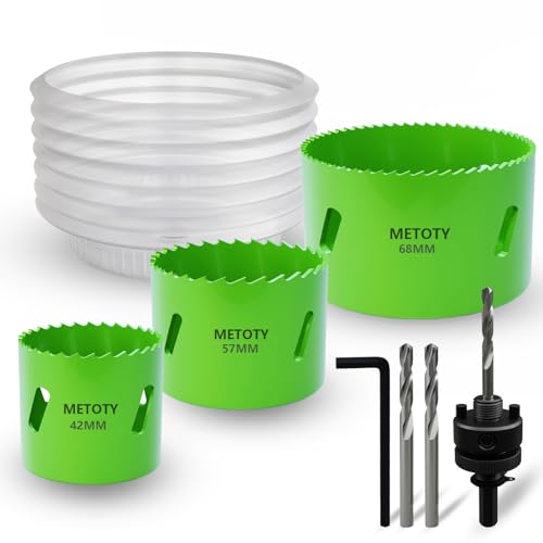 METOTY 7-teiliges Bi-Metall Lochsäge Set,Universal HSS M42 Lochsägen,mit Dreiecksschaft Adapter und Zentrierbohrer, Ein kostenloser Staubbeutelfür Aluminium, Metalle, Kunststoffe, Holz, Gipskarton von METOTY