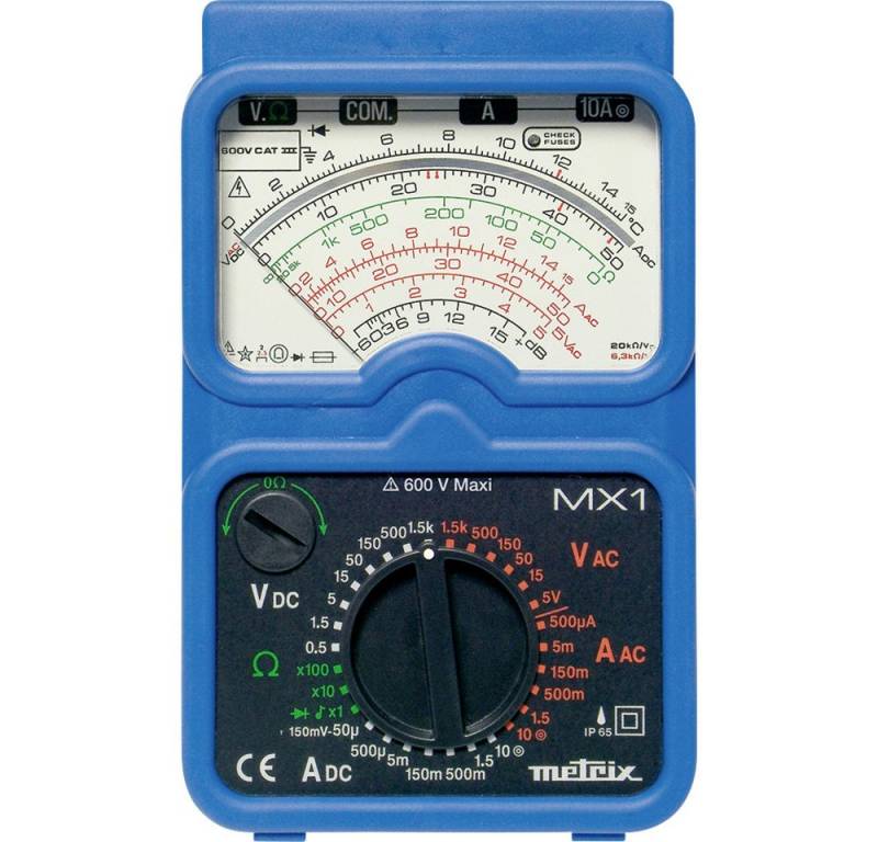 METRIX Spannungsprüfer Metrix MX 1 Hand-Multimeter analog Spritzwassergeschützt (IP54), Stra, (MX 1) von METRIX