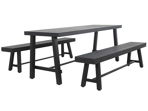 METRO Professional Bierzeltgarnitur Picada 3-TLG., 1 Biertisch 220 x 70 cm, 2 Bierbänke 180 x 31 cm, schwarz von METRO Professional