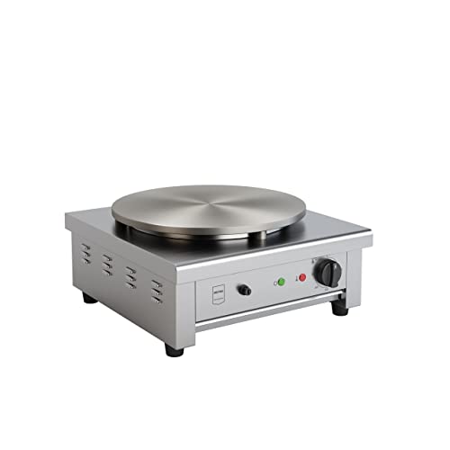 METRO Professional Crepe-Maker GCP1040, Edelstahl/unbeschichtetes Gusseisen, 47 x 45 x 24 cm, Ø Platte: 40 cm, Temperaturbereich: 50-300°C, 3000 W, Crepe, Pancake, silber von METRO Professional