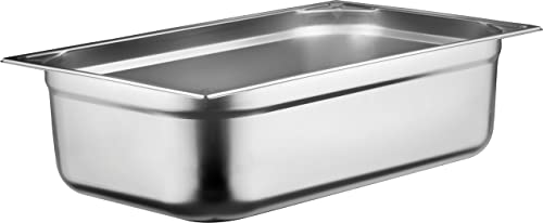 METRO Professional GN-Behälter 1/1, Edelstahl, Höhe 150 mm, lebensmittelechter und hitzebeständiger Gastronormbehälter, zum Abtropfen oder als Gareinsatz im Chafing Dish von METRO Professional