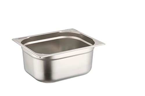 METRO Professional GN-Behälter 1/2, Edelstahl, Höhe 150 mm, lebensmittelechter und hitzebeständiger Gastronormbehälter, zum Abtropfen oder als Gareinsatz im Chafing Dish von METRO Professional
