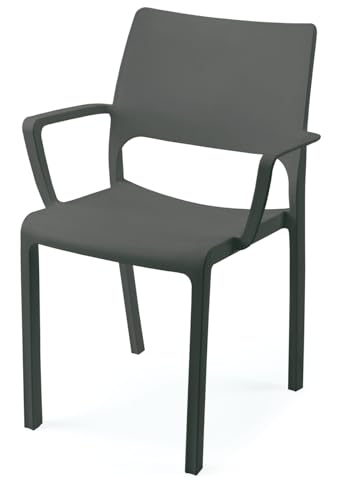 METRO Professional Gartenstuhl Tramontana, Polypropylen, 57 x 52.5 x 82 cm, Stapelbar, Wetterfest, 130 kg Tragkraft, Anthrazit von METRO Professional