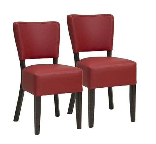 METRO Professional Gepolsteter Restaurant-Stuhl Jack, 2er Set Esszimmerstühle, Buchen-Holz/Kunstleder, 110 kg Tragkraft, mit Kunststoffgleitern, Rot METRO Professional Gepolsteter Restaurant-Stuhl Jack, 2er Set Esszimmerstühle, Buchen-Holz/Kunstleder, 110 kg Tragkraft, mit Kunststoffgleitern, Rot von METRO Professional