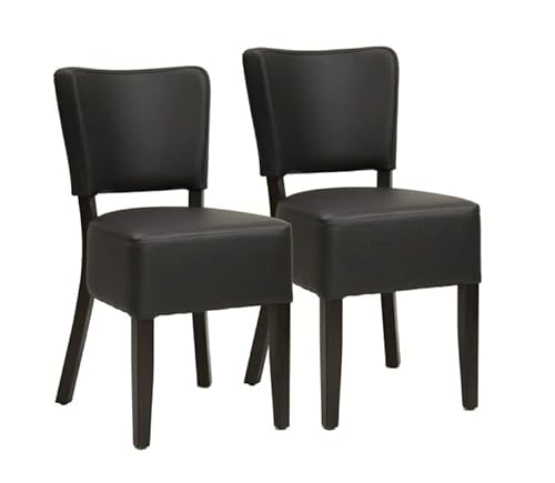 METRO Professional Gepolsteter Restaurant-Stuhl Jack, 2er Set Esszimmerstühle, Buchen-Holz/Kunstleder, 110 kg Tragkraft, mit Kunststoffgleitern, Schwarz von METRO Professional