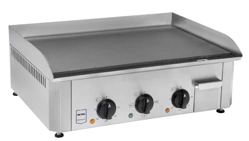 METRO Professional elektrische Grillplatte, Edelstahl, 3500 W, 2 Heizzonen, abnehmbare Auffangwanne, silber von METRO Professional