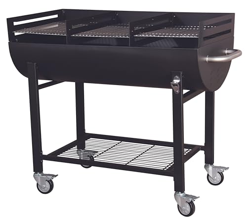 METRO Professional Holzkohlegrillwagen, Stahl/Edelstahl, mit Deckel, mit Bremse, schwarz (XZ11060) von METRO Professional