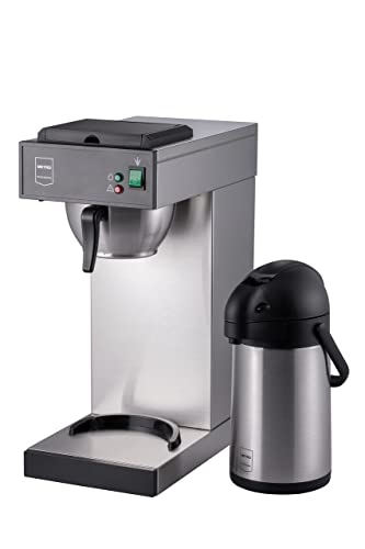 METRO Professional Kaffeemaschine GCA 2101, Edelstahl, 21.5 x 41.5 x 52 cm, 2.3 L (Wassertank), 2000W, mit Thermoskanne (2 L), 100 x Papierfilter, Temperaturbereich: 30-98°C, silber von METRO Professional