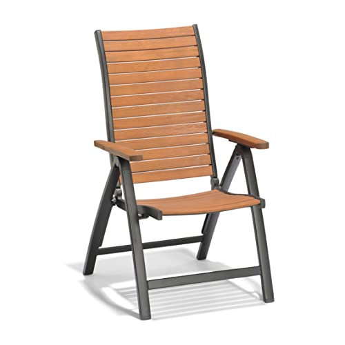 METRO Professional Lynx Stuhl, Aluminium/Eukalyptus, klappbar, Outdoor, braun/schwarz von METRO Professional