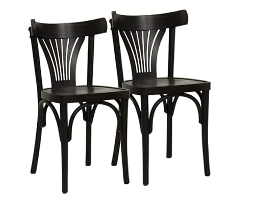 METRO Professional Restaurant-Stuhl Lyra, 2er Set Esszimmerstühle, Buchen-Holz, 44 x 49 x 80 cm, 110 kg Tragkraft, mit Kunststoffgleitern, Wenge von METRO Professional