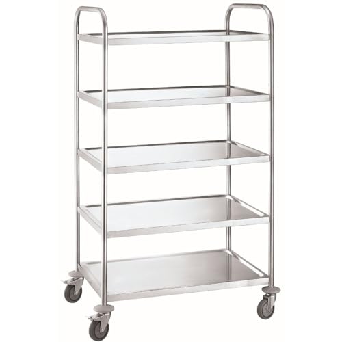 METRO Professional Servierwagen GST1005, Edelstahl, 85 x 52,6 x 154,3 cm, 5 Niveaus, Gesamtlast 200 kg, Silber von METRO Professional