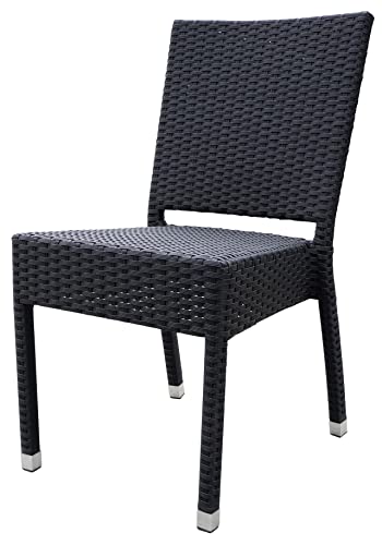 METRO Professional Stuhl Barbados, Outdoor Gartenmöbel aus Aluminium/PE-Rattan, Esstisch-Stuhl mit den Maßen 46 x 58 x 87 cm in schwarz, stapelbar ideal für Balkon, Aussen-Lounge, Camping von METRO Professional