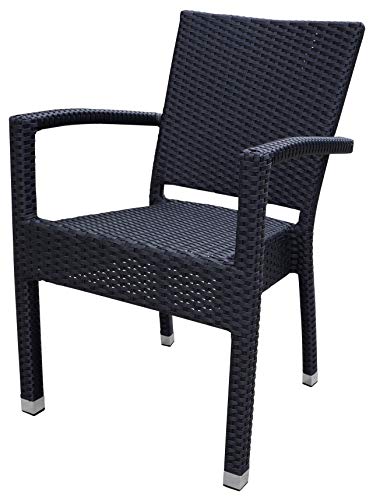 METRO Professional Stuhl Barbados, Outdoor Gartenmöbel aus Aluminium/PE-Rattan, Esstisch-Stuhl mit den Maßen 56.5 x 60.5 x 86 cm in schwarz, stapelbar ideal für Balkon, Aussen-Lounge, Camping von METRO Professional