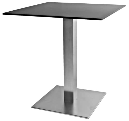 METRO Professional Tisch, Edelstahl/Aluminium/Hochdrucklaminat, 70 x 70 x 74 cm (B x L x H), Anti-Fingerabdrücke, für 2 Personen, verstellbare Fußkappe, schwarz/grau von METRO Professional