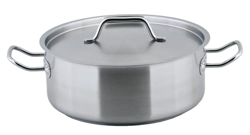 METRO Professional Topf mit Deckel | flach | Induktion | Edelstahl | Sandwichboden | Schüttrand | Backofenfest bis 240 °C | Spülmaschinenfest | für gewerblichen Einsatz (Ø 40 cm) von METRO Professional