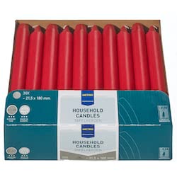 Metro Professionell Tafelkerzen | 30 Stück, bordeaux | Ø 21,5mm (180mm lang) | 6h Brenndauer | Gastronomiebedarf | Gastronomiekerzen | Gerade Kerzen | Household Candles | Made in Europe von METRO Professional