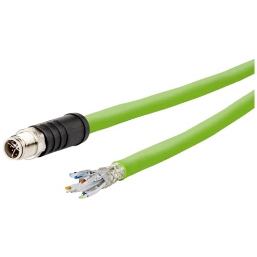 Metz Connect 142M6X10020 M12 Netzwerkkabel, Patchkabel CAT 6a SF/UTP 2.00m Grün PUR-Mantel, Säureb von METZ CONNECT