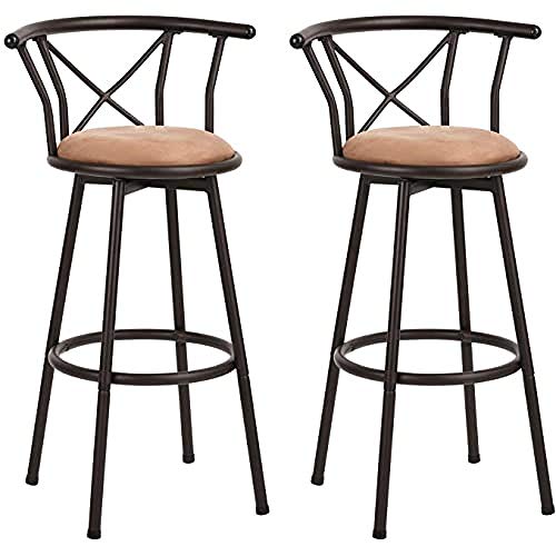 MEUBLE COSY 2er Set Barhocker Sitzhöhe 75,5cm Drehbarer Industriestil mit gepolsterter Fußstütze mit Rückenlehne und Kissen MEUBLE COSY 2er Set Barhocker Sitzhöhe 75,5cm Drehbarer Industriestil mit gepolsterter Fußstütze mit Rückenlehne und Kissen von MEUBLE COSY