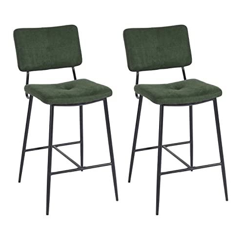 MEUBLE COSY Barhocker 2er Set Barstuhl Sitzhöhe 69 cm mit Lehne und Fußstütze aus Stoff Tresenhocker Bistrohocker für Bar Bistro Café Küche, Industriell, Grün von MEUBLE COSY