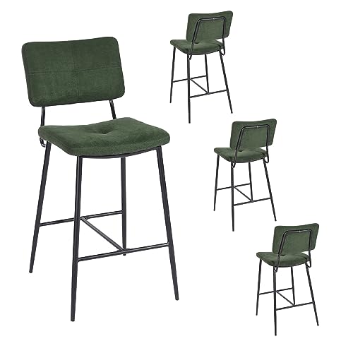 MEUBLE COSY Barhocker 4er Set Barstuhl mit Lehne und Fußstütze aus Stoff Metall Tresenhocker Bistrohocker für Bar Bistro Café Küche, Grün von MEUBLE COSY