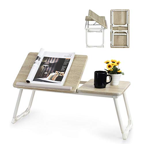 MEUBLE COSY Betttablett Frühstückstablett Laptoptisch Höhenverstellbar mit klappbaren Beinen Betttisch Notebookständer Lese Tisch Schreibtisch Faltbare für Sofa, Bett,Computer,PC, Weiß von MEUBLE COSY
