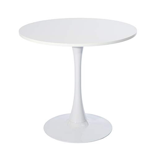 MEUBLE COSY Esstisch Rund Küchentisch Esszimmertisch für 2-4 Personen Tisch Stahlgestell, Weiß, 80x80x73cm von MEUBLE COSY