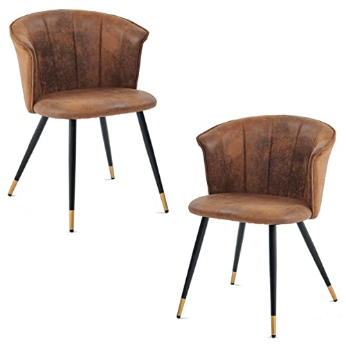MEUBLE COSY Esszimmerstühle 2er Set Küchenstuhl Retro Polsterstuhl mit Armlehne Sessel Vintage Künstlich Wildledersitz Metallbeine Braun + Goldfarben MEUBLE COSY Esszimmerstühle 2er Set Küchenstuhl Retro Polsterstuhl mit Armlehne Sessel Vintage Künstlich Wildledersitz Metallbeine Braun + Goldfarben von MEUBLE COSY