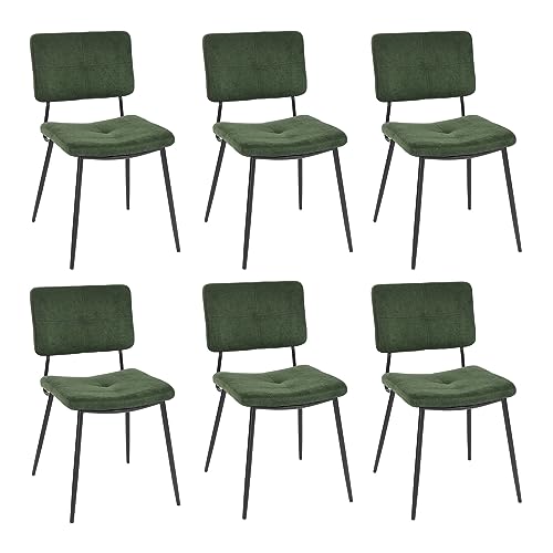 MEUBLE COSY Esszimmerstühle 6er Set Küchenstühle Ergonomisch Wohnzimmerstuhl Polsterstuhl mit Rückenlehne Sitzfläche aus Stoff Metallbeine, Retro, Grün von MEUBLE COSY