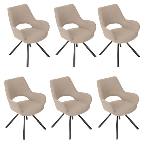 MEUBLE COSY Esszimmerstühle 6er Set Küchenstuhl Polsterstuhl mit Armlehne Sessel Sitzfläche aus Stoff Metallbeine, Beige, 58.5x59x81cm MEUBLE COSY Esszimmerstühle 6er Set Küchenstuhl Polsterstuhl mit Armlehne Sessel Sitzfläche aus Stoff Metallbeine, Beige, 58.5x59x81cm von MEUBLE COSY