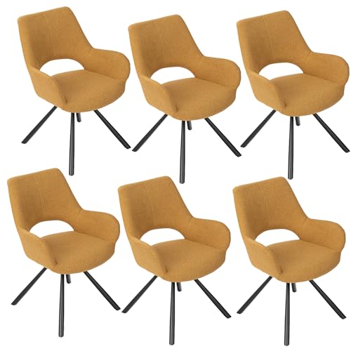 MEUBLE COSY Esszimmerstühle 6er Set Küchenstuhl Polsterstuhl mit Armlehne Sessel Sitzfläche aus Stoff Metallbeine, Gelb, 58.5x59x81cm MEUBLE COSY Esszimmerstühle 6er Set Küchenstuhl Polsterstuhl mit Armlehne Sessel Sitzfläche aus Stoff Metallbeine, Gelb, 58.5x59x81cm von MEUBLE COSY