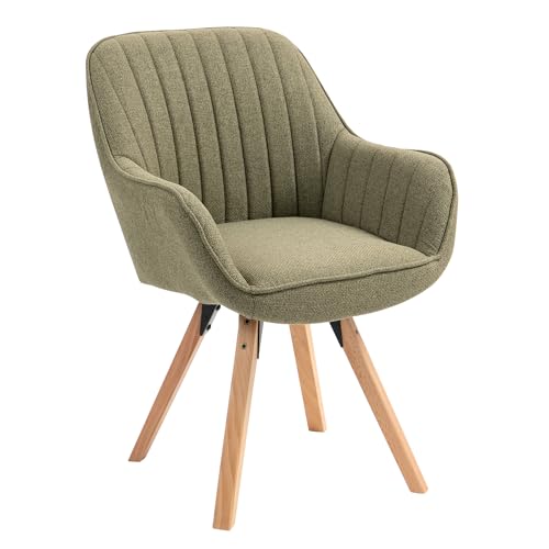 MEUBLE COSY Esszimmerstühle Drehbar 1 Stück Küchenstuhl Polsterstuhl Drehstuhl mit Armlehne Sessel Schminkstuhl aus Stoff Massivholzbeine für Esszimmer Wohnzimmer Arbeitszimmer, Grün von MEUBLE COSY
